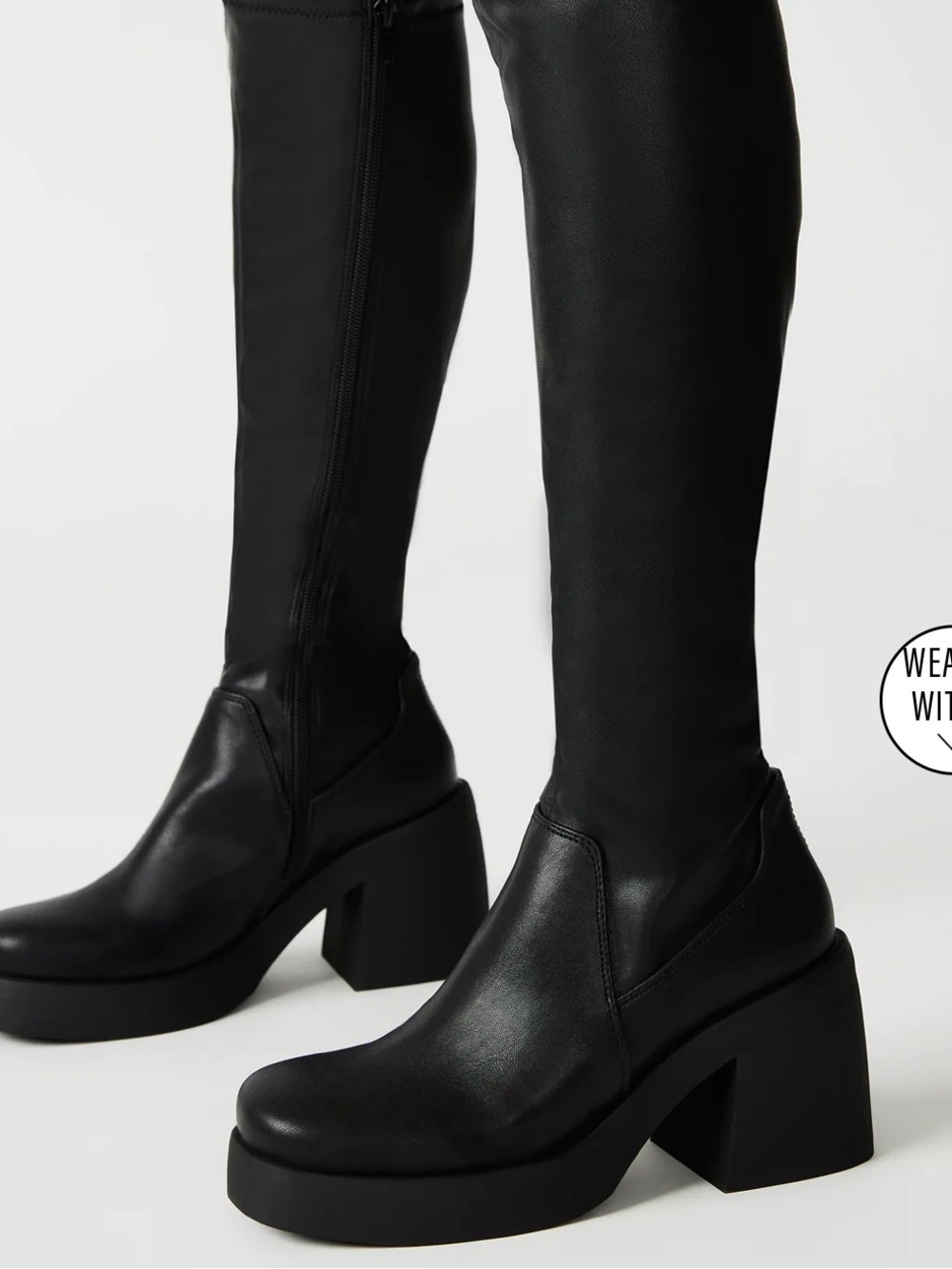 Call It Spring Black Platform Knee-High Block-Heel Boots